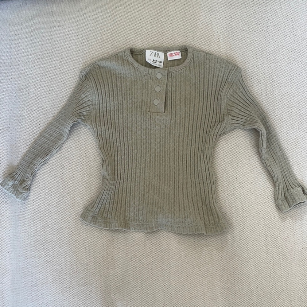 9-12m green ribbed long sleeve top